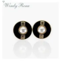 ヴィンテージ風 パールピアス ゴールド✕黒色 S925ピン レトロ