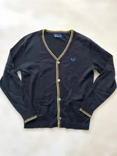 FRED PERRY 黒 Vネック カーディガン【Mサイズ】