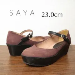【超美品】 SAYA ラボキゴシ 本革 ストラップ パンプス 厚底 定価2.6万のサムネイル