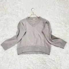 美品✨ ジーユー ニット セーター ショート丈 ベージュ 長袖 リブ袖 春 秋