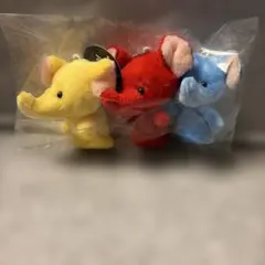 カラフルな象　指人形マスコット　3点セットのサムネイル