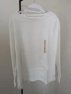 【未使用】無印良品 太番手ボートネック長袖Tシャツ ホワイト XLのサムネイル