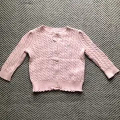 美品　ラルフローレン　ケーブルニットカーディガン　ピンク12M
