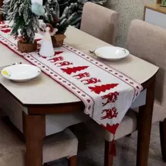 新品　期間セール　クリスマス テーブルランナー トナカイ刺しゅう入り 200cmのサムネイル
