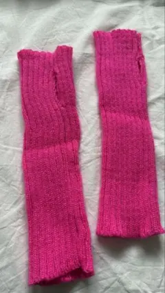 ピンク ニット アームカバー