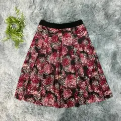 エスピエ 34 フレアスカート 総柄 花柄 茶 赤 通勤 通学 卒業式のサムネイル