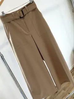ZARA キャメルベージュ ベルト付き ワイドスラックス XS