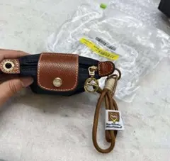 ロンシャン ミニポーチ ストラップ付き 小物入れ コスメポーチ ブラック