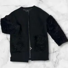 EMODA エモダ　ノーカラージャケット　ブラック　フリーサイズ コート