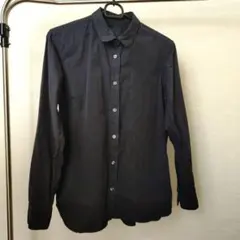 【匿名配送】無印良品 メンズ長袖シャツ 黒 Lサイズ 綿100%