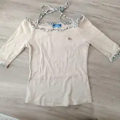 Burberry BLUE LABELオフショルダー 五分袖Tシャツ 38