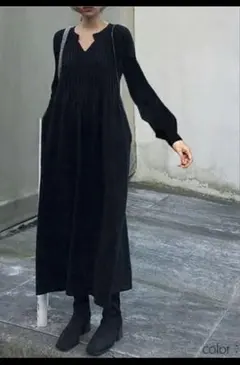 ニットマキシワンピース黒着丈122