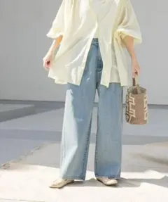 新品◆DOORS◆2タックギャザーデニムパンツ《L/INDIGO》のサムネイル