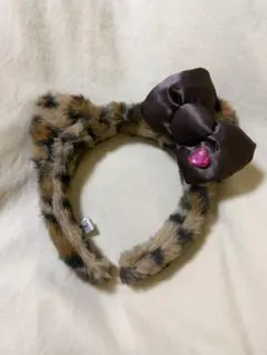 ユニバ キティー カチューシャ ヒョウ柄 茶色