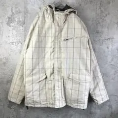 B82古着　ジャケット　ナイロンジャケット　チェック　ベージュ　茶　グレー