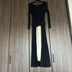 【フレイアイディー】ブラックニットロングワンピース