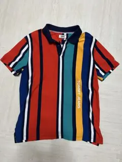 TOMMY JEANS マルチカラー ストライプ ポロシャツ Lのサムネイル