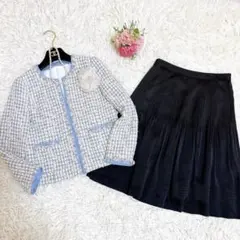 美品☆アナイ テープヤーンツイードクルージャケット プリーツスカート セット