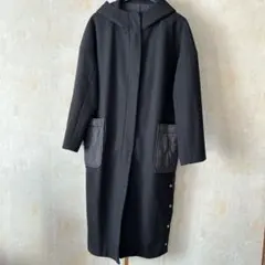 フード付き黒ロングコート Lulala Mサイズ