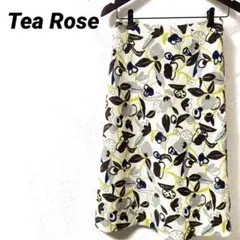 3673K ティーローズ 厚手ジャガード織り　花柄フレアスカート Aライン　膝丈