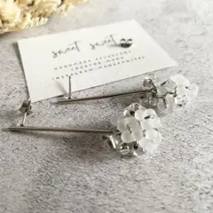 チェコビーズのスティックピアス＊クリア×クリスタルマット＊ハンドメイド