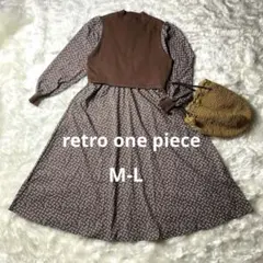 ドッキングワンピース calabaza レトロ 花柄 Aラインワンピース M-L