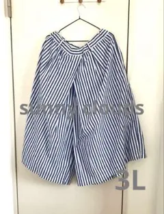 sunnyclouds 青と白のストライプ 3L ワイドパンツ