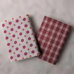 ハンドメイド 布製ブックカバー 2点セット