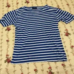 SAINT JAMES 青と白ストライプ Tシャツ M古着