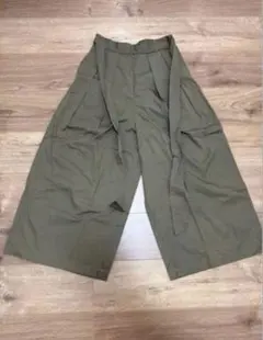 オリーブ ワイドパンツ リボン付き ロデオクラウンズ カーキガウチョパンツフリー