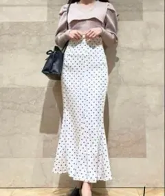 SNIDEL バックサテンマーメイドスカート ドット