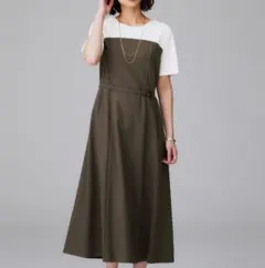 UNTITLED　【きれいめカジュアル/セミフレア】異素材ドッキングワンピース