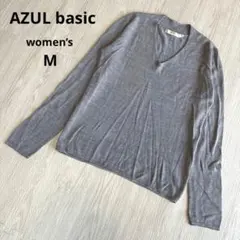 【アズールベイシック 】Vネック ニット セーター 長袖 グレー M 美品のサムネイル