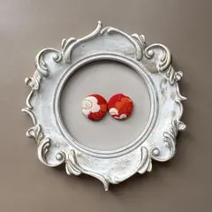 E-757 七五三　和装　着物リメイク　イヤリング　赤　アンティーク　髪飾り