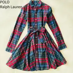 ポロラルフローレン　チェック　シャツワンピース　16　キッズ大きいサイズ　大人可