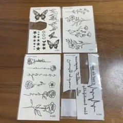 タトゥーシール　４枚セット　バラ・花・蝶・星・月