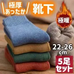 靴下 裏起毛 まるでこたつ レディースソックス 無地 5足セット 防寒 冷え対策