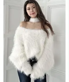 GYDA 2WAYシャギーチョーカーニットトップス