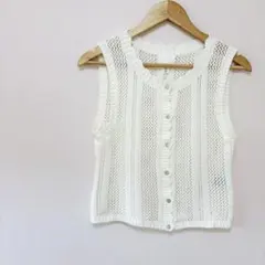 XS 스몰사이즈 [H&M] 니트 베스트 슬리브리스 가디건 오프화이트
