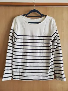 ネイビー ストライプ 長袖Tシャツ L