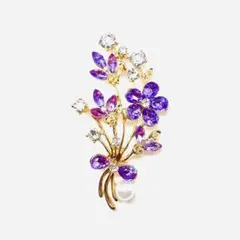 新品未使用★ ブローチ 大ぶり キラキラ フラワー 花束
