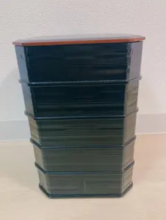 茶道具　漆塗　七宝透かし　縁高重　五段重　箱付　N　9148 茶道具 漆塗 七宝透かし 縁高重 五段重 箱付 N 9148