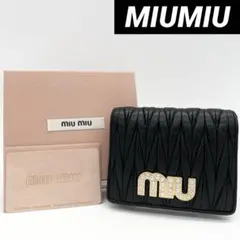 【希少美品✨】 ミュウミュウ 三つ折り財布 ナッパクリスタル ブラック 黒 1742498521.jpg?1669282716