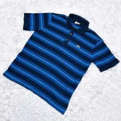 LACOSTE ラコステ ポロシャツ 4 ボーダー ネイビー系 綿100%