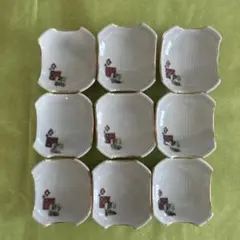 陶器製 花柄 四角皿 9枚セット