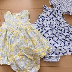 花柄と魚柄のベビー服2点セット