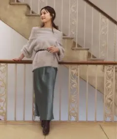 【NOBLE×L’AUBE BLANC】ナローAラインサテンスカート