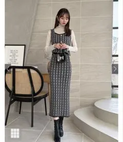 GRL ビスチェXタイトスカートツイードニットセットアップ