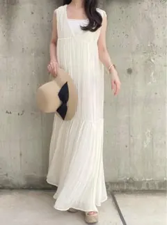アイボリー キャミワンピース ロング
