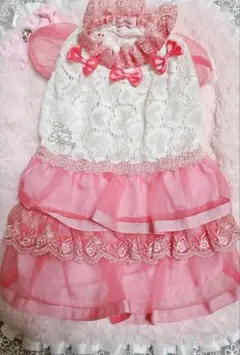 CanNana M 犬服 ワンピース ピンク レース フリルのサムネイル